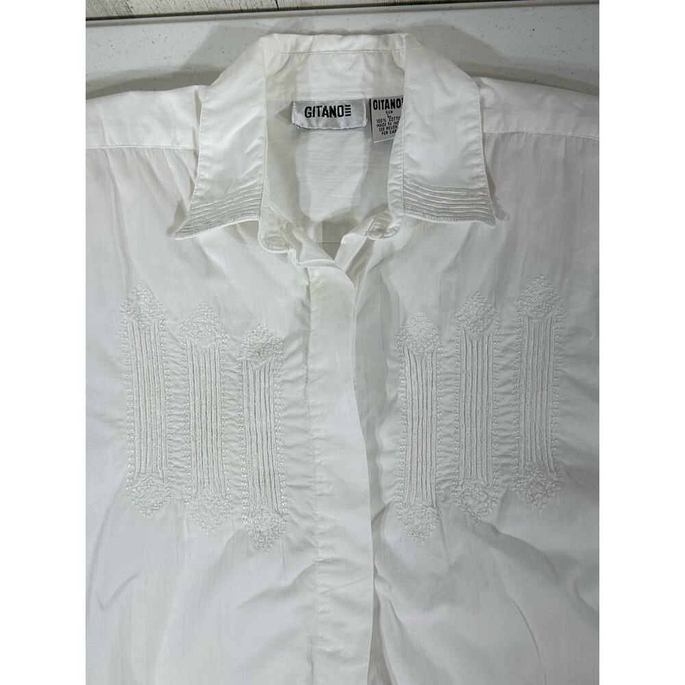 Gitano Vintage Button Up Blouse Size Large White … - image 5